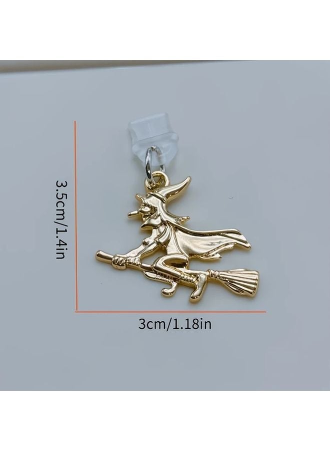 Golden Halloween Witch Alloy Anti Dust Plug for Android Type C Phone Charm - Image 4