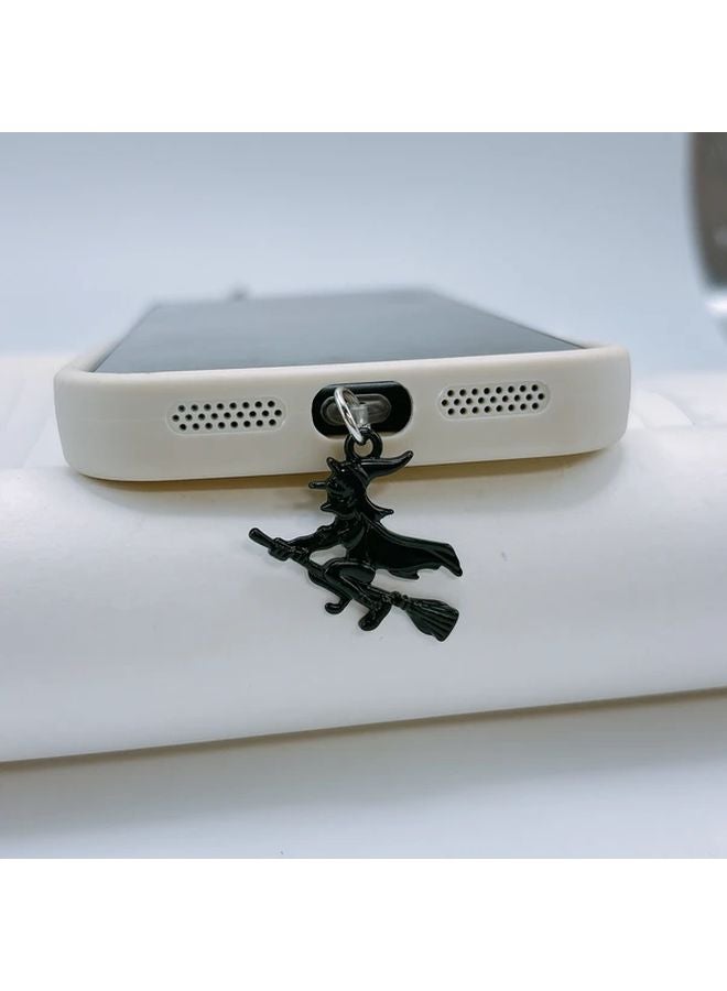 Golden Halloween Witch Alloy Anti Dust Plug for Android Type C Phone Charm - Image 2