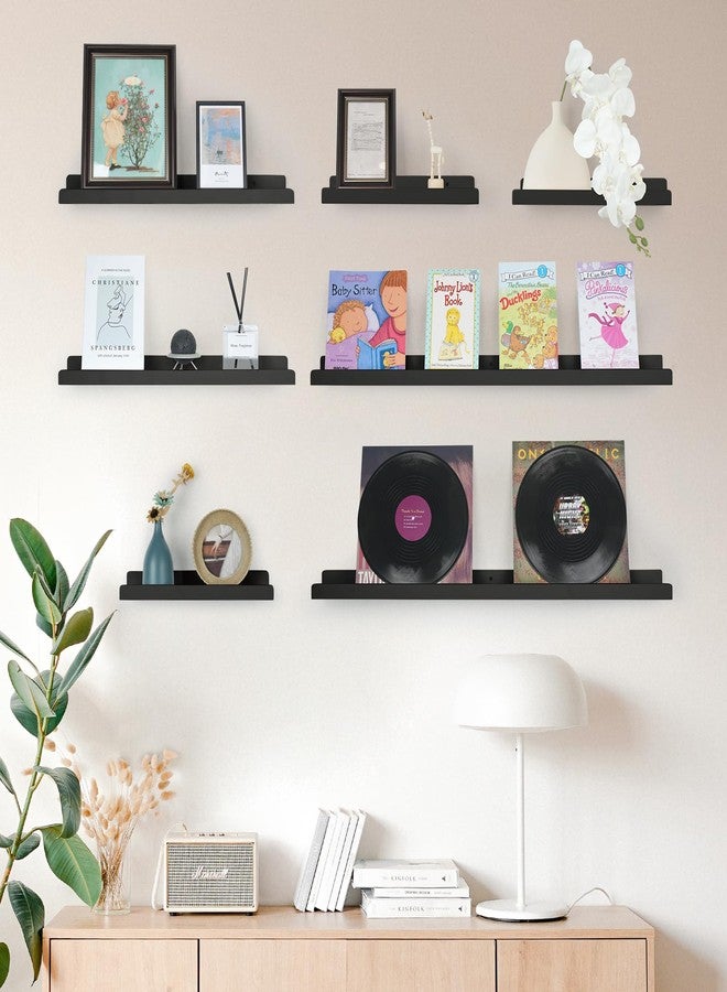 storenization Picture Ledge Shelf with Lip, Black Floating Shelves for Wall Set of 2, 24 inch Wall Floating Shelves for Bedroom Living Room Bathroom Kitchen - Image 2
