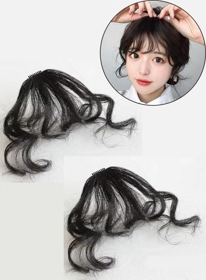 2 Bangs Hair Extensions Wig for Women Black Curls - Image 1