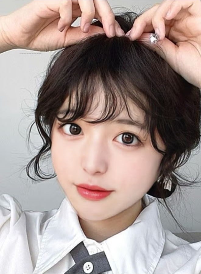 2 Bangs Hair Extensions Wig for Women Black Curls - Image 2