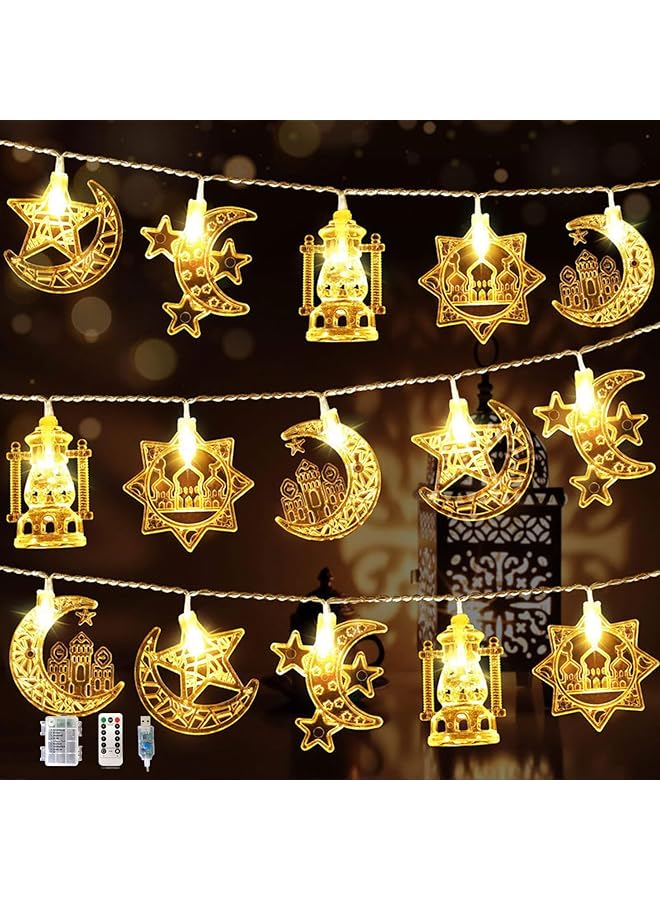 The Bros Ramadan Festival Decorative String Lights with Twinkle Effect, Outdoor Fairy Lights Battery Operated, 8 Lighting Modes for Home Holiday Ramadan Christmas Wedding Party Patio Lawn, Warm White - Image 1