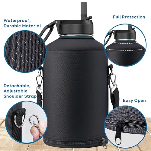 Coolflask Water Bottle Holder for Gallon Water Jug 128 oz Water Flask Carrying Pouch with Detachable Adjustable Padded Shoulder Strap - Carry, Protect and Insulate Your Flask for Sport/Outdoor - Image 2