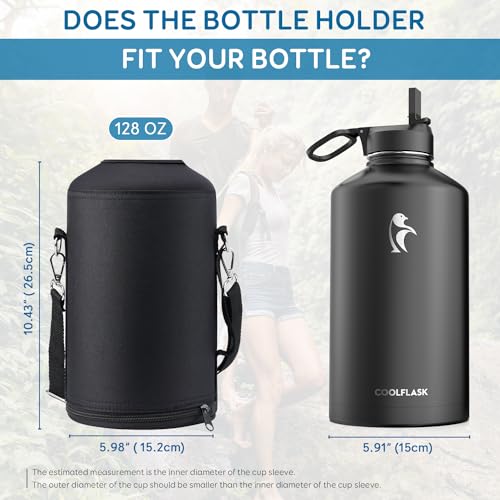 Coolflask Water Bottle Holder for Gallon Water Jug 128 oz Water Flask Carrying Pouch with Detachable Adjustable Padded Shoulder Strap - Carry, Protect and Insulate Your Flask for Sport/Outdoor - Image 3