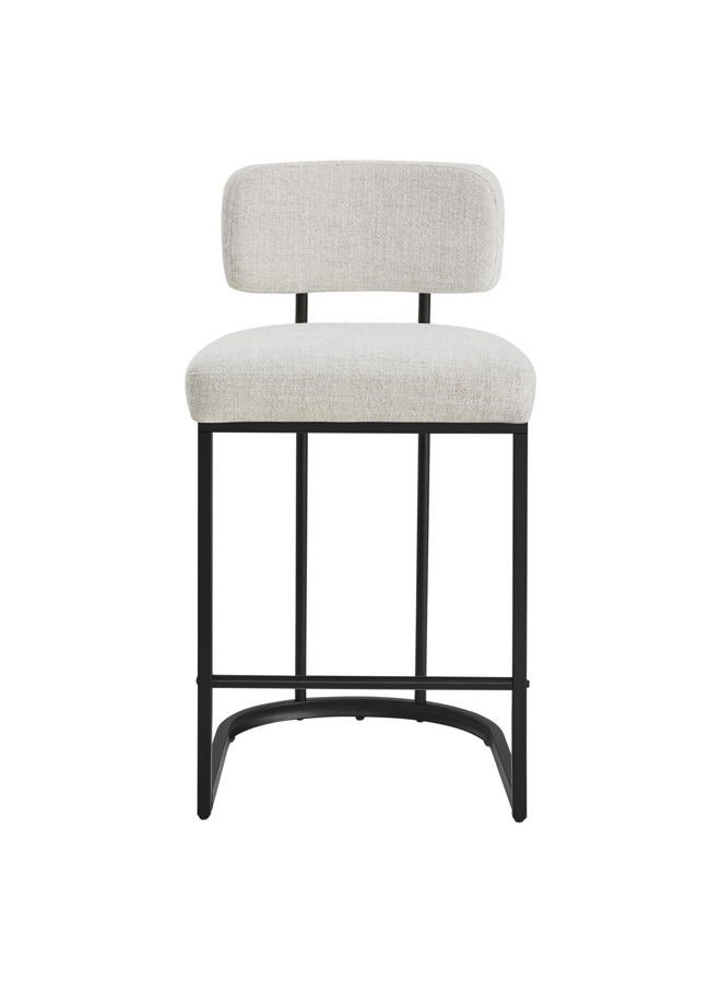 KISLOT 26" H Counter Height Bar Stools Set of 4, Modern Linen Fabric Upholstered Barstools with Backrest for Kitchen Island, Black Metal Frames, Wheat - Image 4