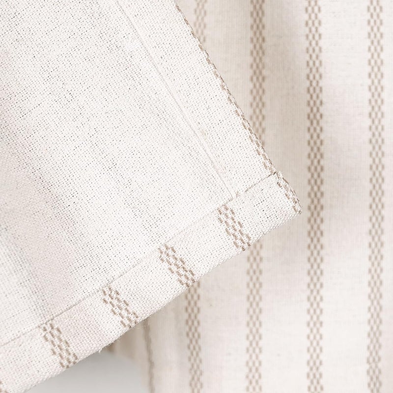 DOSLY IDÃ‰ES Farmhouse Rustic Beige Cotton Blend Valance, Striped Pleated Design with Coconut Buttons, Multi-Room Window Treatment for Kitchen, Living Room, Bedroom, 52" W x 18" L - Image 5
