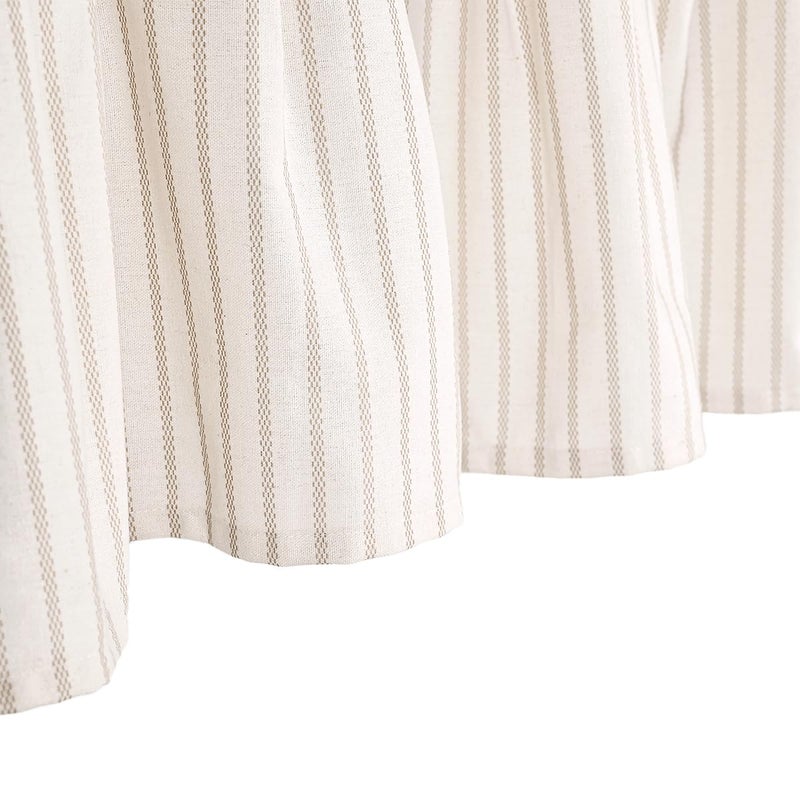 DOSLY IDÃ‰ES Farmhouse Rustic Beige Cotton Blend Valance, Striped Pleated Design with Coconut Buttons, Multi-Room Window Treatment for Kitchen, Living Room, Bedroom, 52" W x 18" L - Image 3