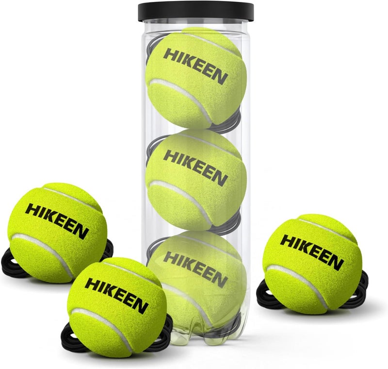 Hikeen هايكين بريميوم مدرب تنس مع قاعدة معدنية، مجم��عة مدرب تنس فردي محمولة مع 3 كرات مطاطية عالية المرونة، معدات تدريب تنس للكبار والأطفال والمبتدئين - Image 1