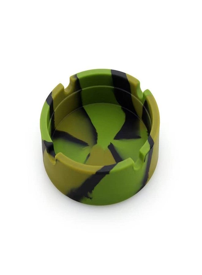 Camo Silicone ashtray,High Temperature Resistant Silicone Round Ashtray Smoking Accessories Cigars Cigarettes Ash Tray for Cigarettes Outdoor/Patio/Outside/Indoor/Office/Home Decor Using(Army Green)