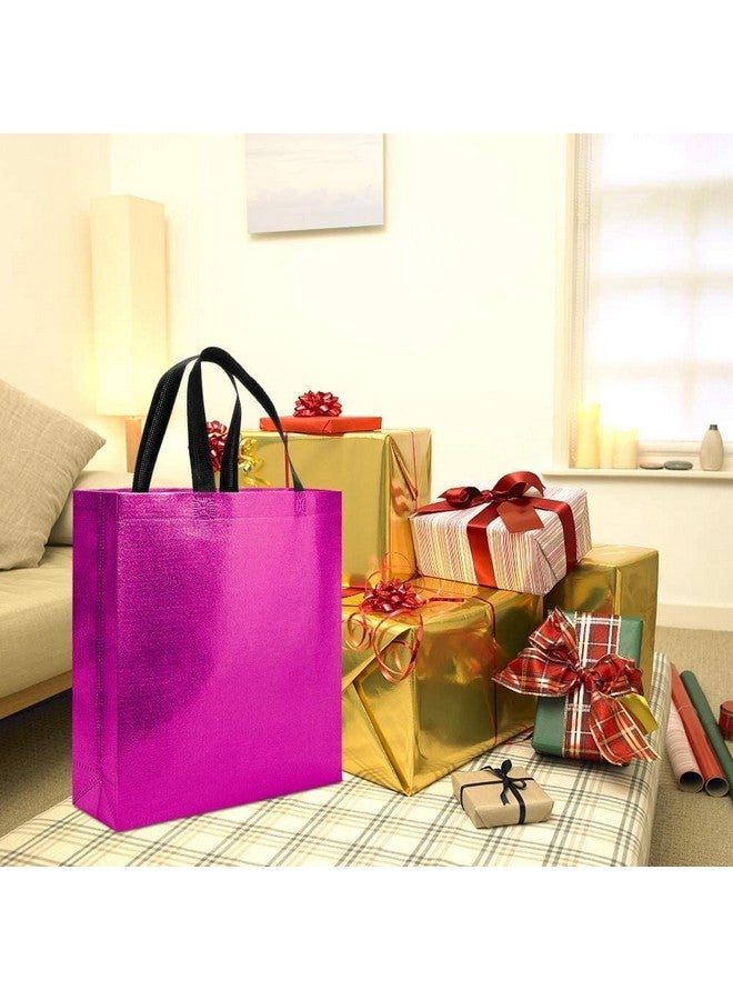 DRAPME Medium Size Pack of 50 Pcs Glossy Metallic Laminated Non-Woven Reusable Eco-Friendly Party Return Gift Bags (Hot Pink) (Medium 12x13x4 Inch) - Image 5