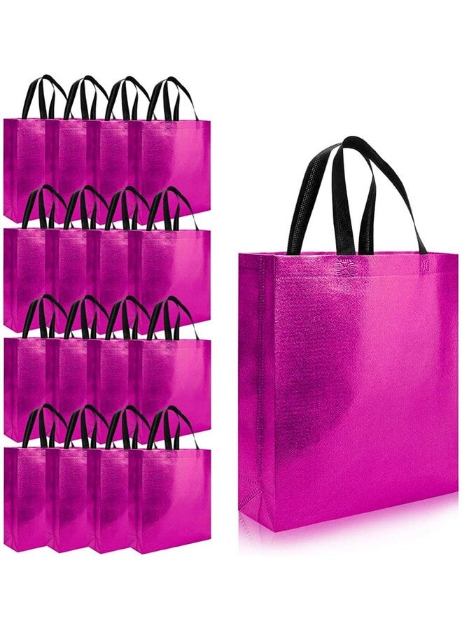 DRAPME Medium Size Pack of 50 Pcs Glossy Metallic Laminated Non-Woven Reusable Eco-Friendly Party Return Gift Bags (Hot Pink) (Medium 12x13x4 Inch) - Image 1