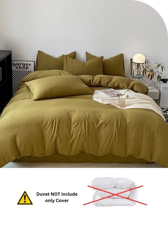 LUNA Home King Size 6 piece Bedding Set Without Filling, Washable Cotton Khaki Color. - Image 5