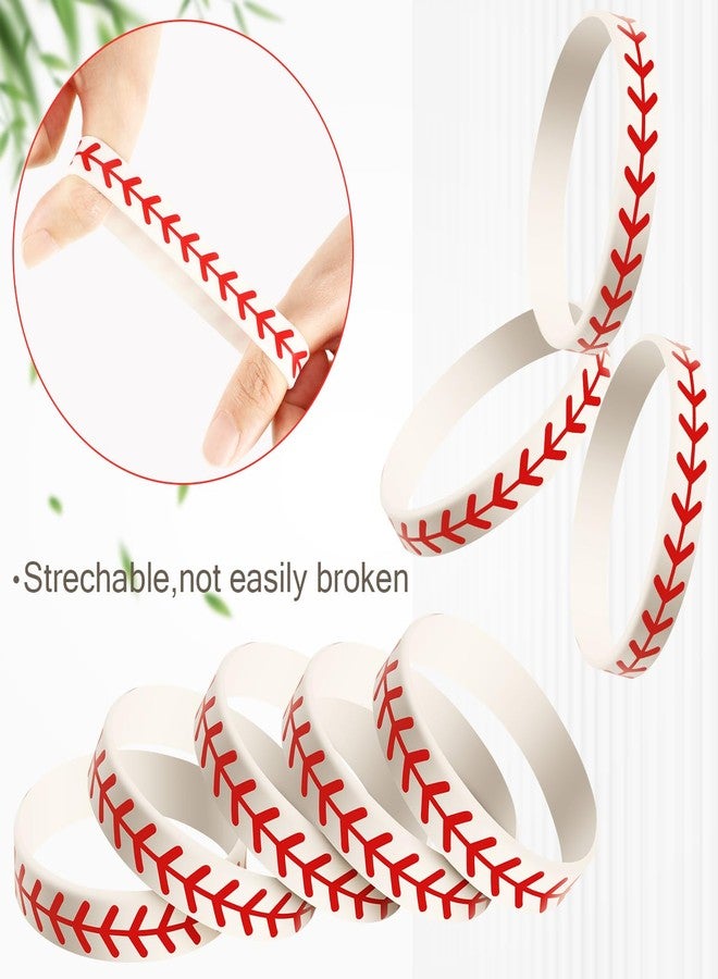 JOVITEC 24 Pcs Baseball Bracelet Baseball Party Favors Softball Wristband Silicone Bracelet Gift for Softball Player and Teams - Image 3