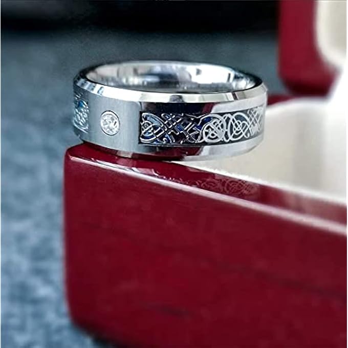 rayihni R201-9 Unique Design Wedding Ring For Men, 9 Us/19.5 Local - Image 2