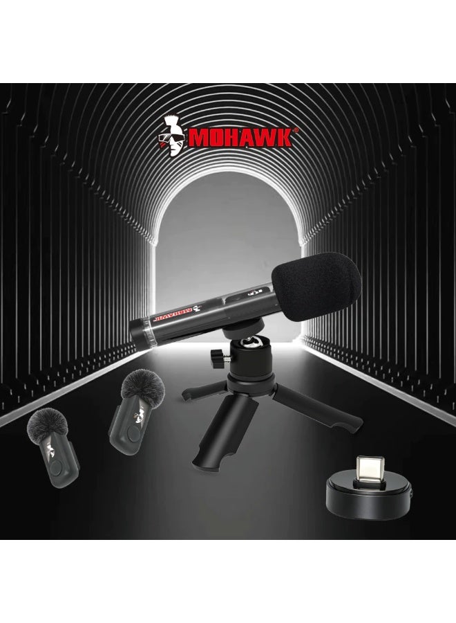 MOHAWK QY99 Wireless Lavalier Microphone with AI Noise Cancellation, ANC Clip-On Mic, Crystal Clear Audio, Type-C, Compatible with Smartphones, DSLR, Mirrorless Cameras, Vlogging, Interviews, Live Streaming & Content Creation - Image 1