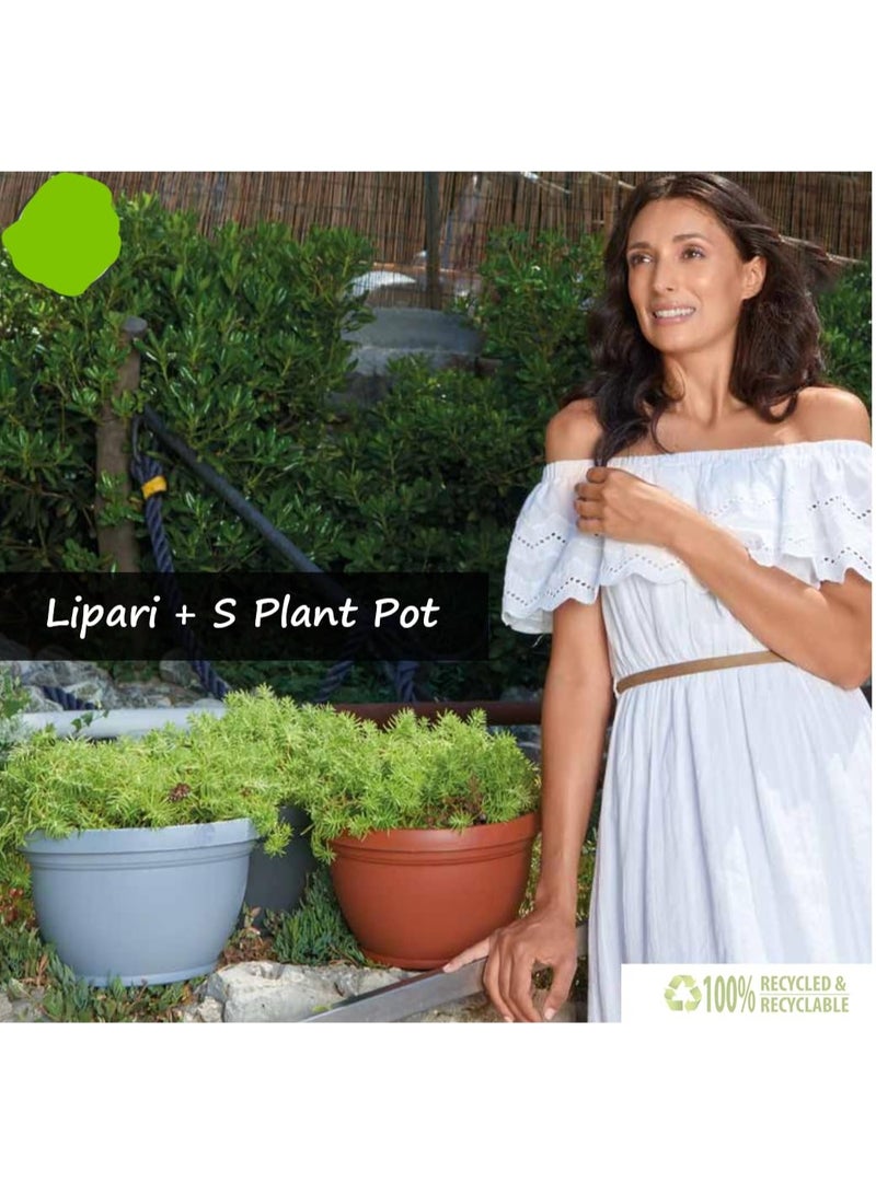 أيدل وعاء زهور داخلي خارجي للنباتات، وعاء زراعة LIPARI+S بحجم 27.5 سم و30 سم– 6 لترات و8.5 لتر – للأعشاب، النبتات العصارية وزينة الحدائق – حاوية نباتات بلاستيكية خفيفة الوزن ومتينة - صنع في إيطاليا - من Idel - Image 4