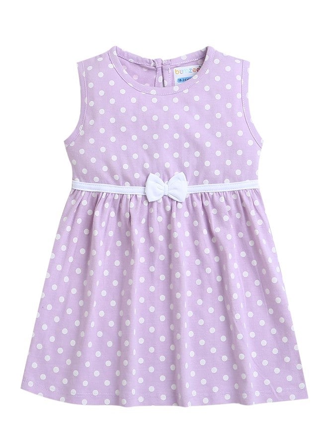 BUMZEE Lavender Girls Sleeveless Frock Age - 12-18 Months (Peb9175D-lvd) - Image 1