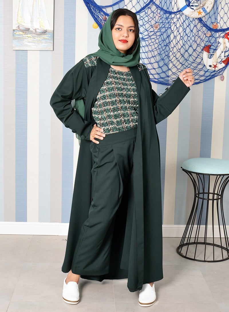 Bousni Stylish Travel Wear 4 Piece Set Including Trouser, Tweed Shirt - Image 5