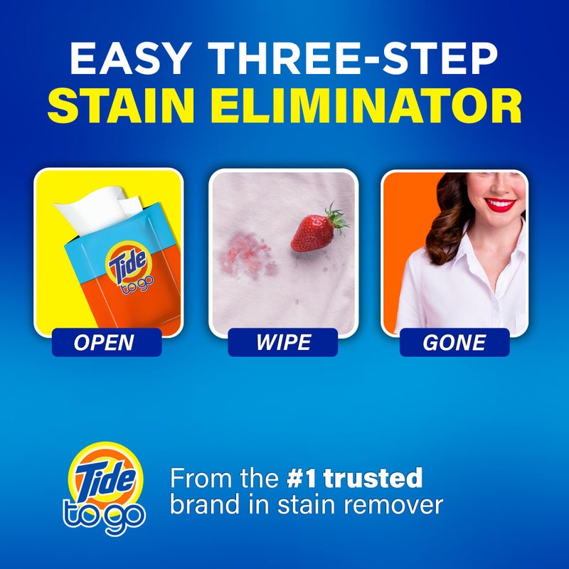 Tide To Go Stain Remover Wipes for Clothes, Instant Laundry Travel Stain & Spot Remover, 3 Pack, (30 Wipes Total) - Image 5