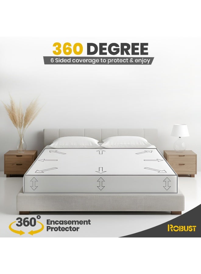 Robust 100% Waterproof Mattress Protector - Soft Cotton Terry Surface, Breathable & Noiseless Fitted Mattress Cover, Hypoallergenic Pad, Topper, Machine Washable Sheet - Image 3