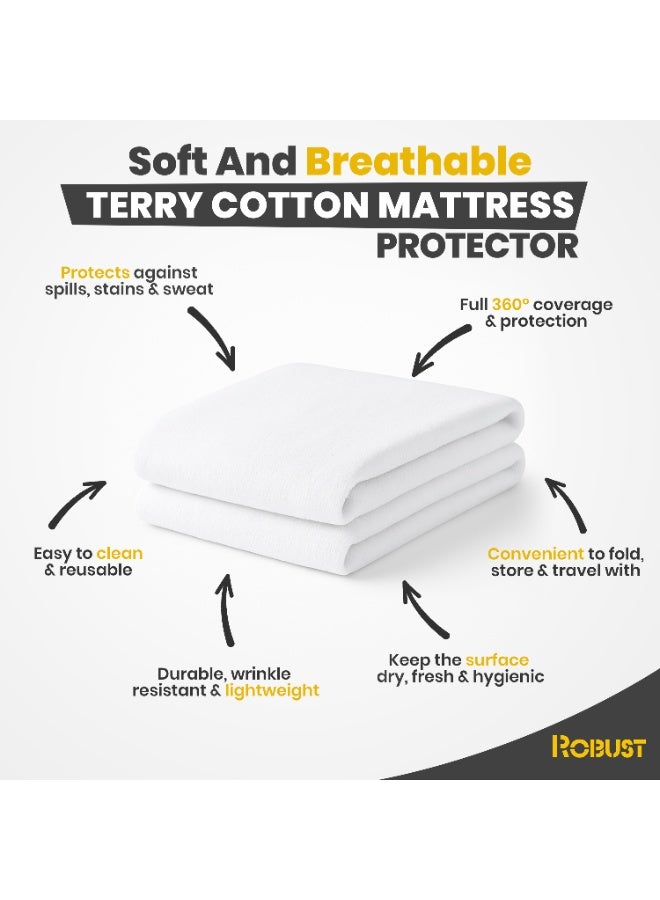 Robust 100% Waterproof Mattress Protector - Soft Cotton Terry Surface, Breathable & Noiseless Fitted Mattress Cover, Hypoallergenic Pad, Topper, Machine Washable Sheet - Image 4