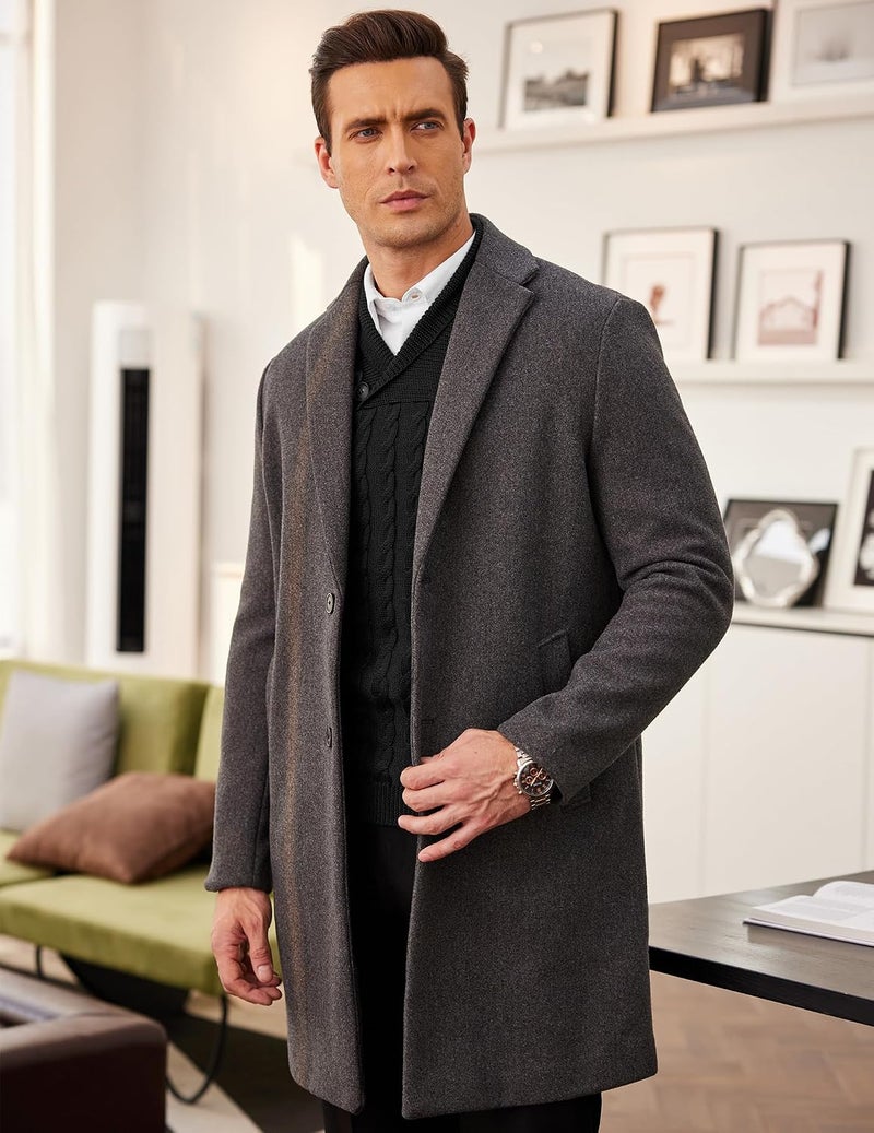 COOFANDY Men's Shawl Collar Pullover Sweater Slim Fit Casual Button Cable Knit Sweater - Black, 3XL - Image 5