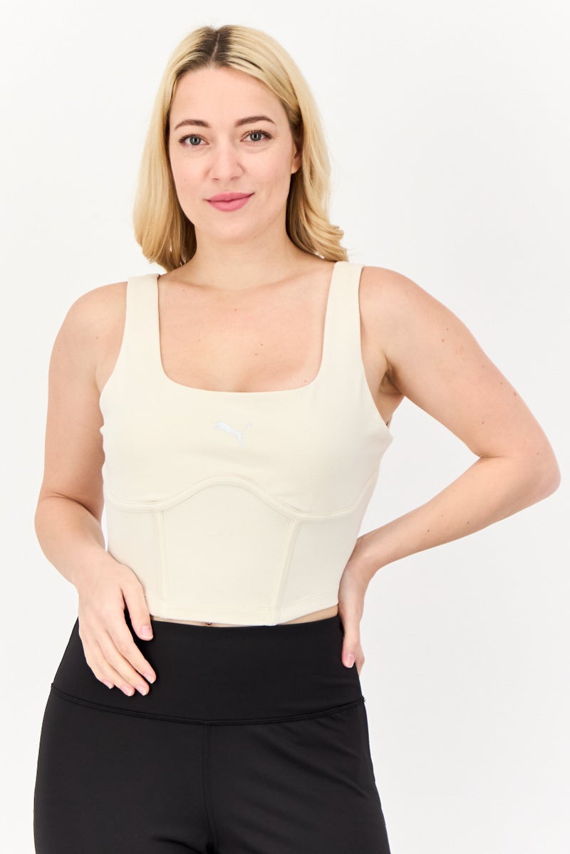 PUMA Women Tight Fit Sleeveless Outdoor Crop Top, Beige - Image 1