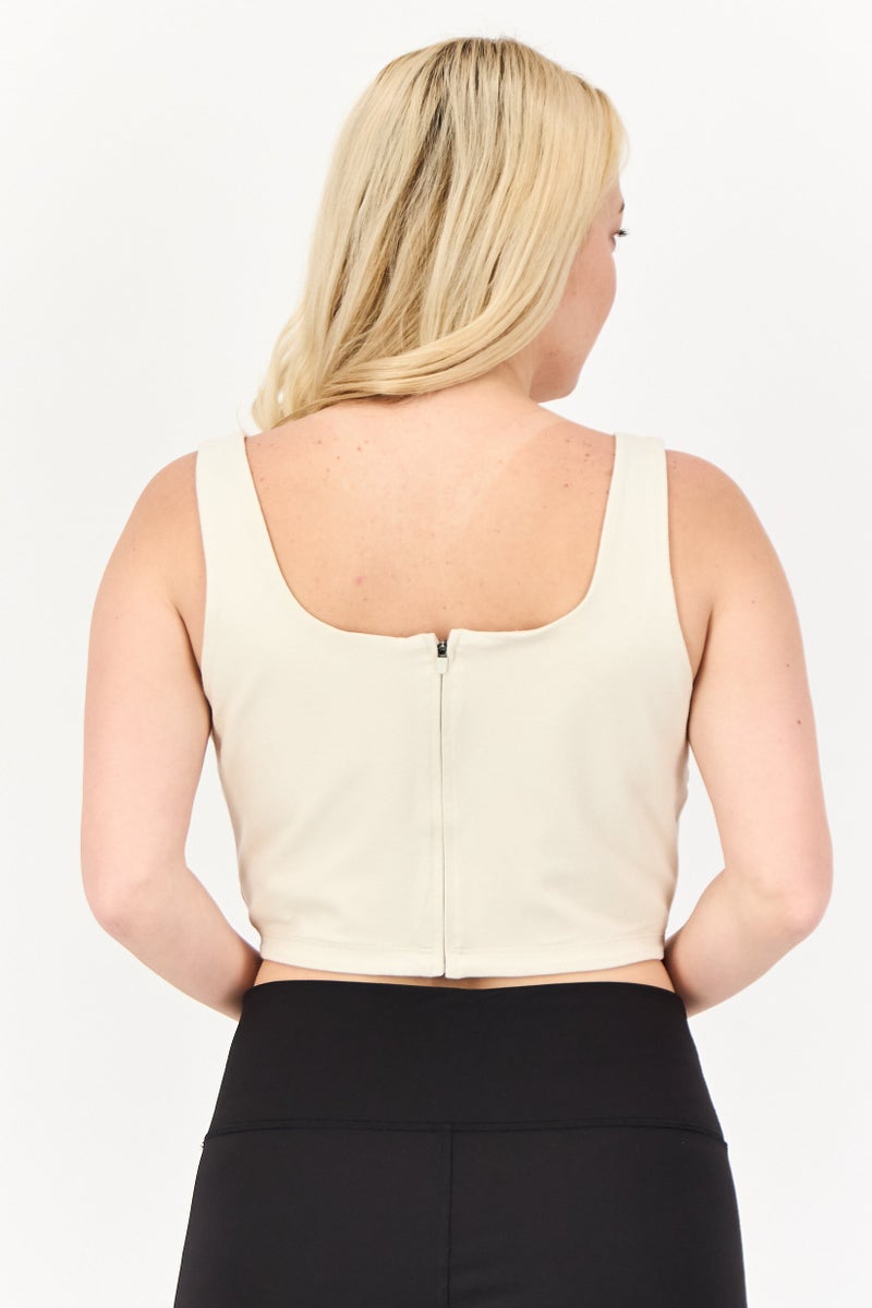 PUMA Women Tight Fit Sleeveless Outdoor Crop Top, Beige - Image 3