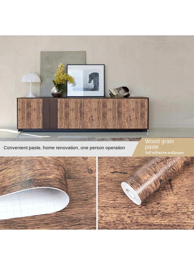 Bluejw Pvc Wood Grain Wallpaper Self-adhesive Bedroom Living Room Cabinet Furniture Renovation Stickers Self-adhesive Wallpaper With Glue Wood Grain Paper - Image 4