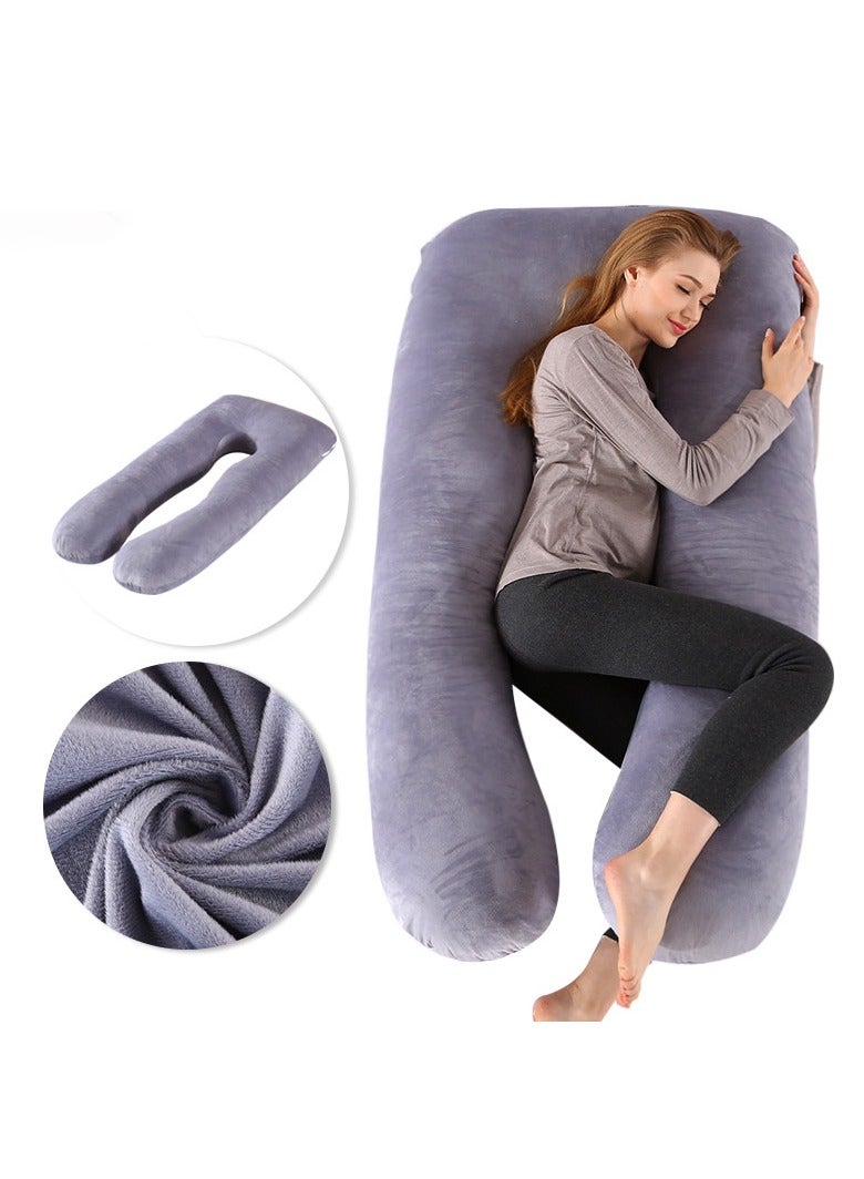 وسادة الأمومة على شكل حرف U وسادة قطنية على شكل حرف U وسادة نوم جانبية متعددة الوظائف وسادة نوم جانبية قابلة للإزالة قابلة للغسل وسادة للرضاعة الطبيعية على شكل حرف U لدعم الجسم للظهر والوركين والساق - Image 3