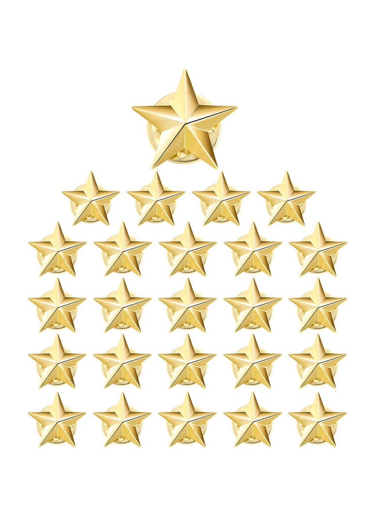 SYOSI Gold Star Lapel Pin, Pins for Backpack, Metal Enamel Pin for Backpack/Bag/Jeans Clothes Badge Lapel Pin Brooch Jewelry, Hat Backpack Clothing Accessories Five-Pointed Star 25PCS - Image 1