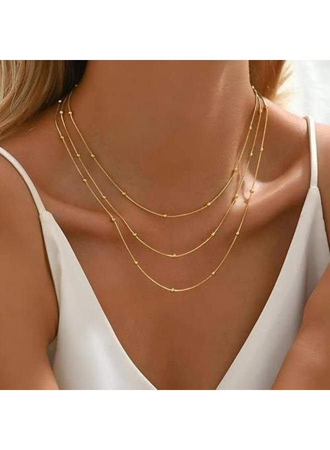 عقد نسائي متعدد الطبقات باللون الذهبي – تصميم أنيق وبسيط يناسب جميع الإطلالات اليومية والسهرات – مقاوم للبهتان وخفيف الوزن - Image 1