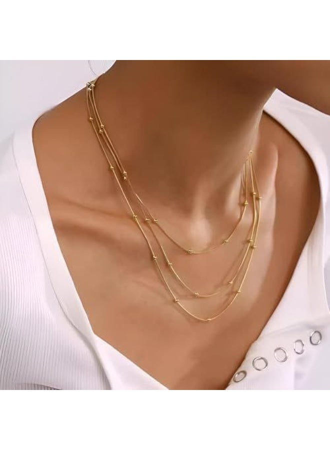 عقد نسائي متعدد الطبقات باللون الذهبي – تصميم أنيق وبسيط يناسب جميع الإطلالات اليومية والسهرات – مقاوم للبهتان وخفيف الوزن - Image 3