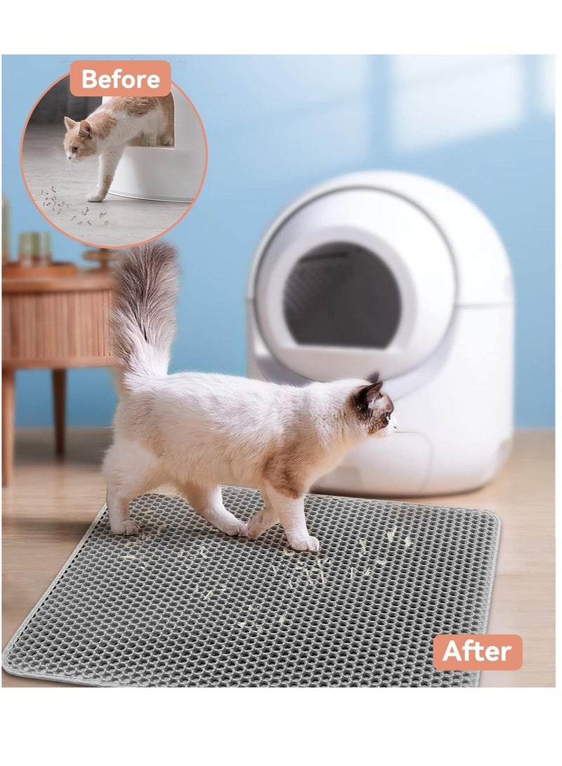 Generic Cat Litter Mat Trapping Litter Box Honeycomb Double Layer Design Large Size Easy Clean Scatter Control Non-Slip Waterproof Kitty Litter Mats Fold 60 by 45 Centimeters  - Image 3