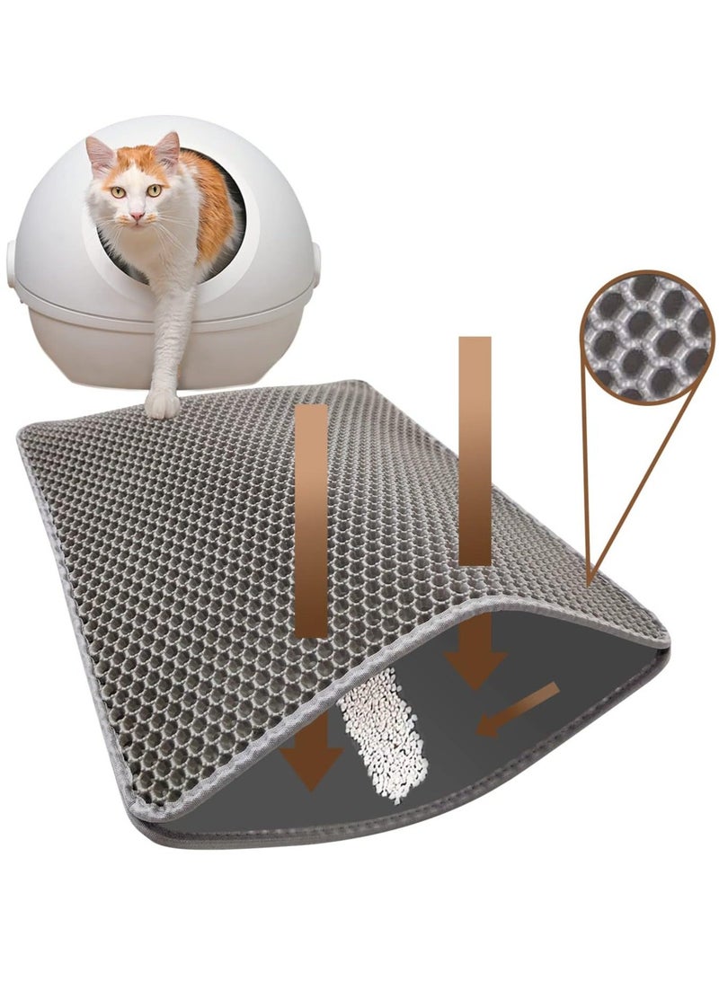 Generic Cat Litter Mat Trapping Litter Box Honeycomb Double Layer Design Large Size Easy Clean Scatter Control Non-Slip Waterproof Kitty Litter Mats Fold 60 by 45 Centimeters  - Image 1