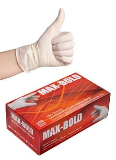 MAX BOLD Strong And Safe Latex Medical Gloves Without Powder For Household, Clinic And Food Preparation Use - 100 Gloves  - Image 1