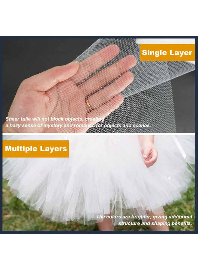 Ableme Deco White Tulle Fabric Roll 6 Inch by 100 Yards (300 ft) Tulle Ribbon Sheer Mesh Netting for DIY Tutu Skirt Gift Wrapping Wedding Baby Shower Birthday Halloween Party Decorations Crafts, 34 Colors (White) - Image 3