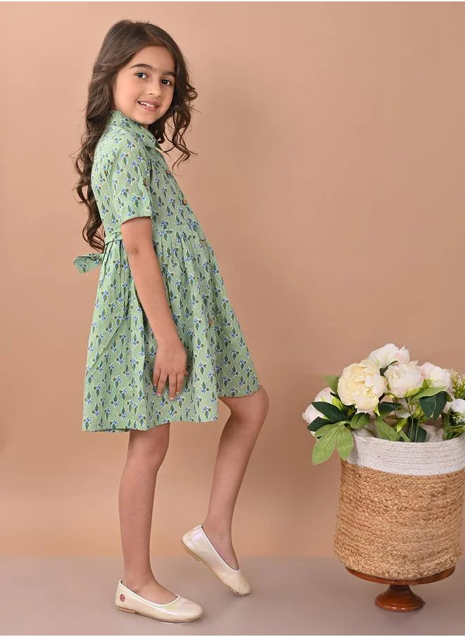LILPICKS All Over Print Fit & Flare Shirt Dress by Styli
