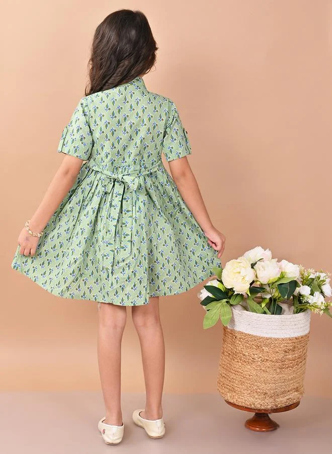 ليل بيكس All Over Print Fit & Flare Shirt Dress by Styli