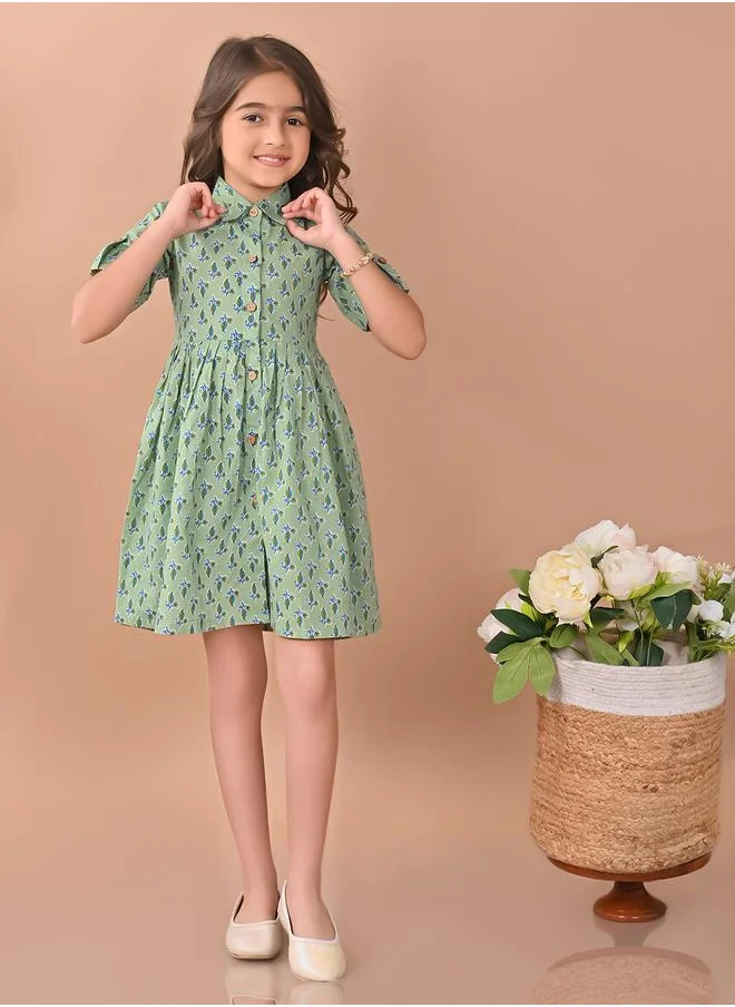 LILPICKS All Over Print Fit & Flare Shirt Dress by Styli