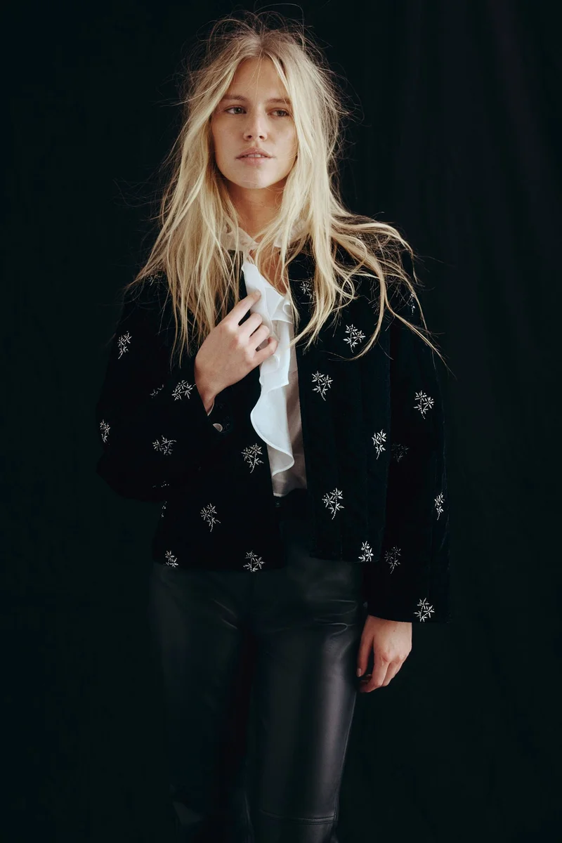 H&M Embroidered velvet jacket