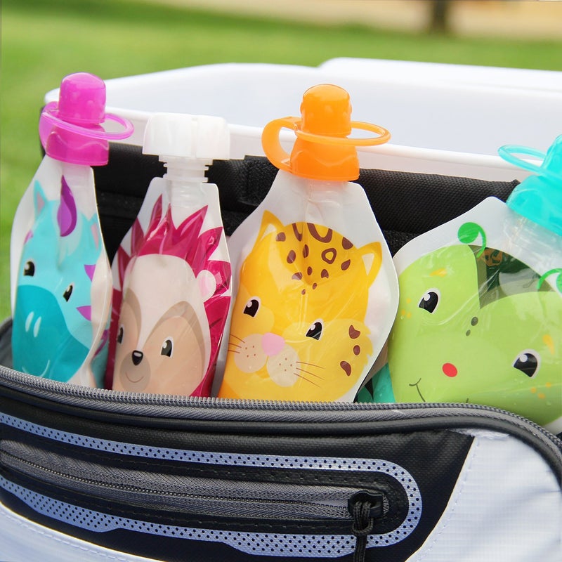 ChooMee SoftSip Food Pouch Top | Baby Led Weaning | No Spill Flow Control Valve, Protects Childs Mouth, 100% Silicone, BPA Free | Four Colors, 4 CT - Image 3