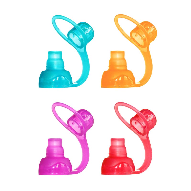ChooMee SoftSip Food Pouch Top | Baby Led Weaning | No Spill Flow Control Valve, Protects Childs Mouth, 100% Silicone, BPA Free | Four Colors, 4 CT - Image 1