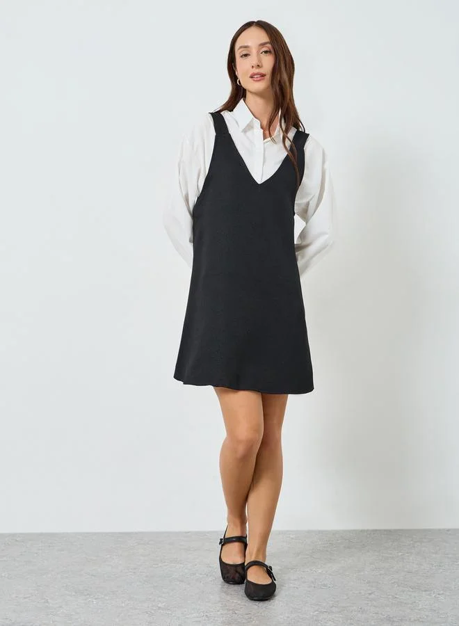 تايك تو فستان قصير بحافة واسعة بلا أكمام