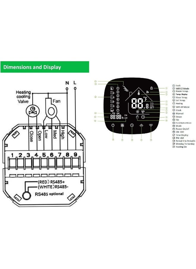 Royal Apex Royal Apex Luxury Design Wifi Programmable Room Smart Thermostat  - Image 4