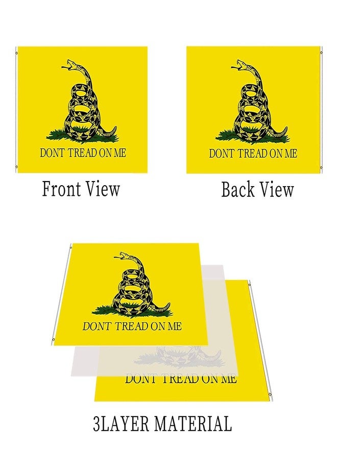 ARSOF Dont Tread On Me Flag 3x5 Outdoor 240D Heavy Polyester Duty Double Sided 3ply Gadsden Flag Vibrant Colors Durable Canvas Header with 2 Brass Grommets Tea Party Rattle Snake Banner - Image 3