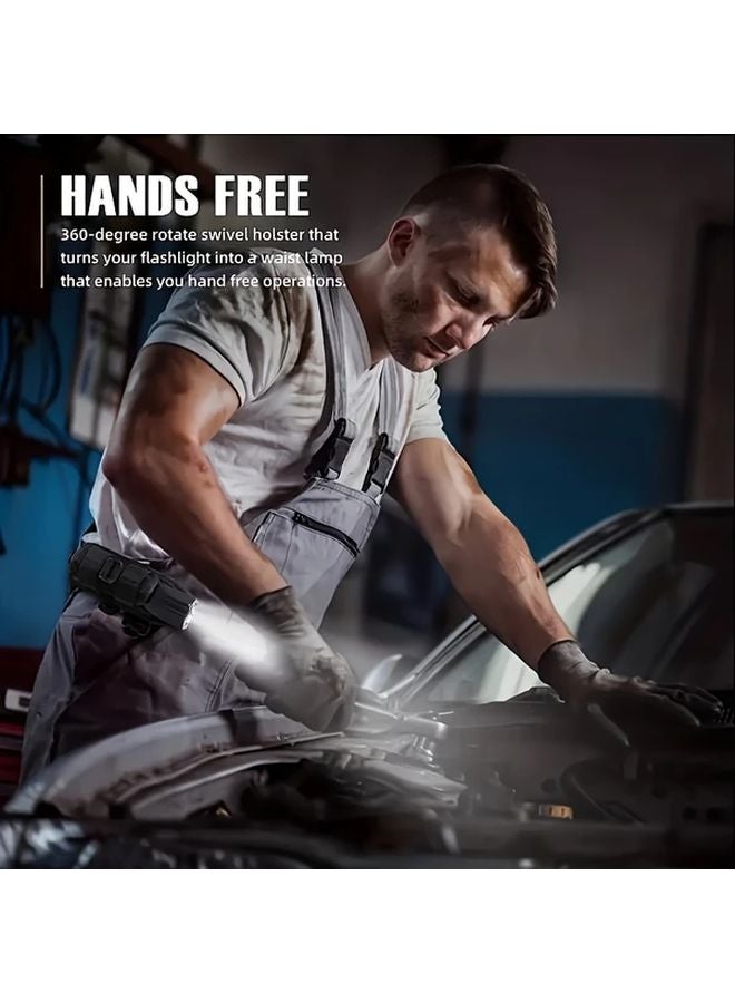 Khaki 360 Degree Rotating Clip Backpack Flashlight Adjustable Buckle Durable Nylon for Night Climbing Patrol - Image 5