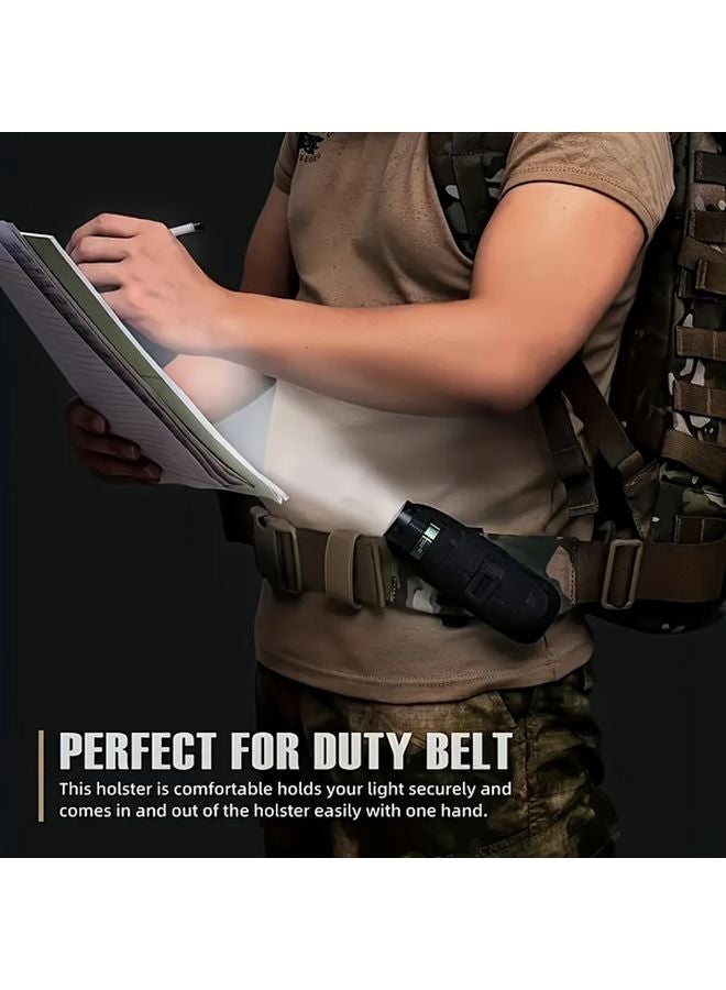 Khaki 360 Degree Rotating Clip Backpack Flashlight Adjustable Buckle Durable Nylon for Night Climbing Patrol - Image 3