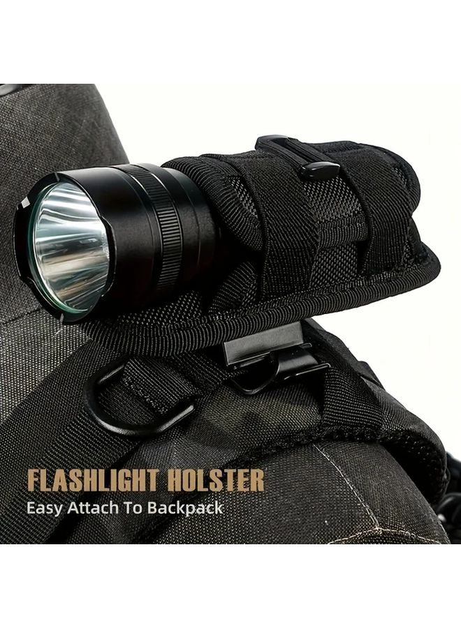 Khaki 360 Degree Rotating Clip Backpack Flashlight Adjustable Buckle Durable Nylon for Night Climbing Patrol - Image 4