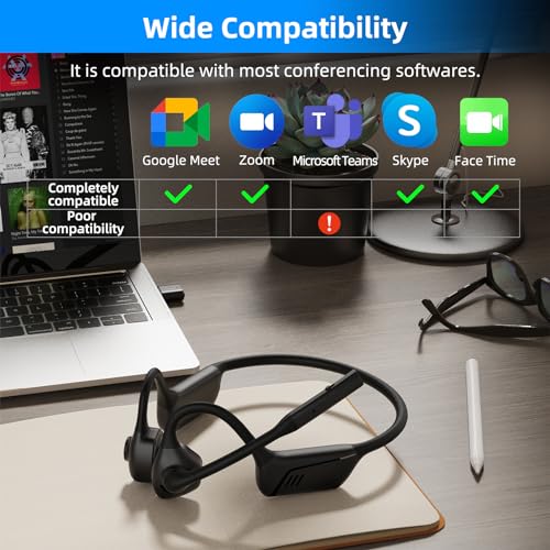 ZIOCOM Air Conduction Headphone, Open Ear Headphone with Mic and Noise Canceling, aptX-LL Bluetooth Wireless Headset with USB-A Dongle, Compatible with PS4/PS5/PC/Online Meeting（Not for Teams） - Image 2